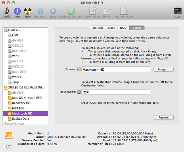 Restoring OSX