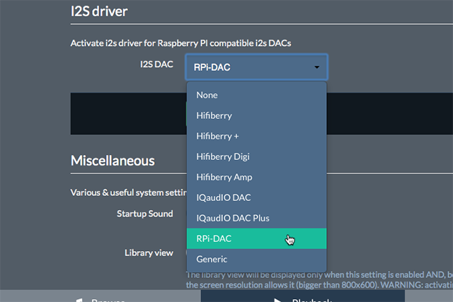 I2Sdriver にRPI-DACを指定してみるが．．．