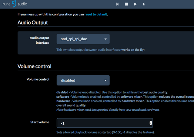 RuneAudio Output Selector