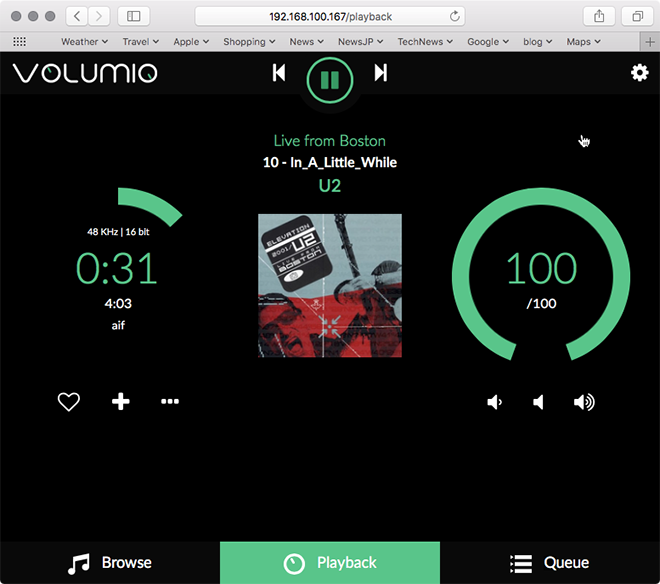 Volumio WEB Console On iMac