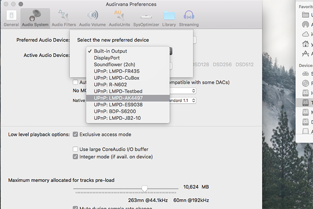 Selecting Network Audio Devices