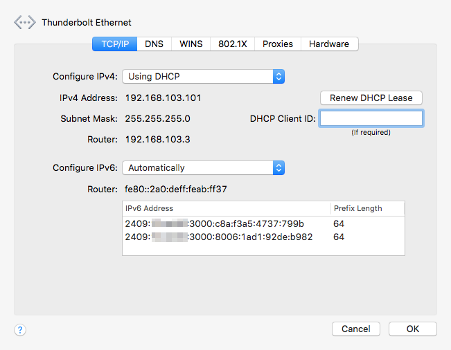 Mac Client IPv6 Address