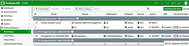 FG IPv4 Filtering Policy