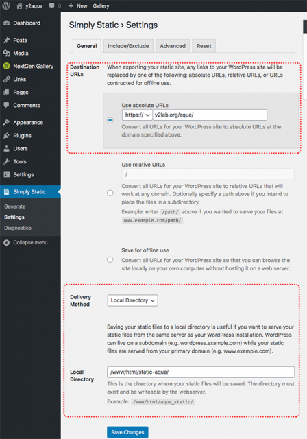 Export Settings