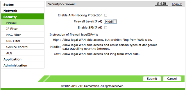 F660A Firewall Settings