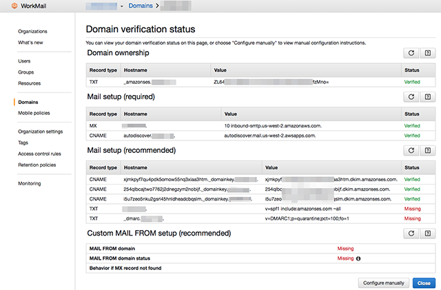 WorkMail DNS Records