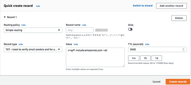 Adding SPF TXT Record