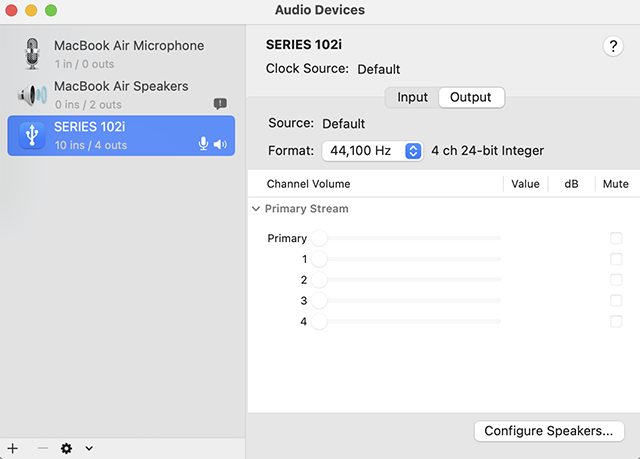 MacOS AudioDeviceI Output