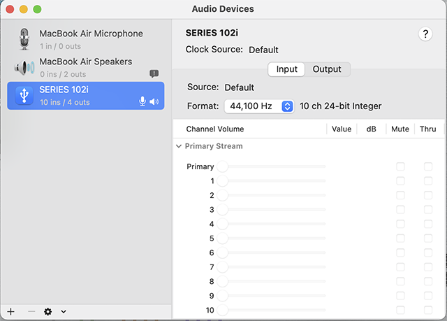 MacOS Audio DeviceI nput