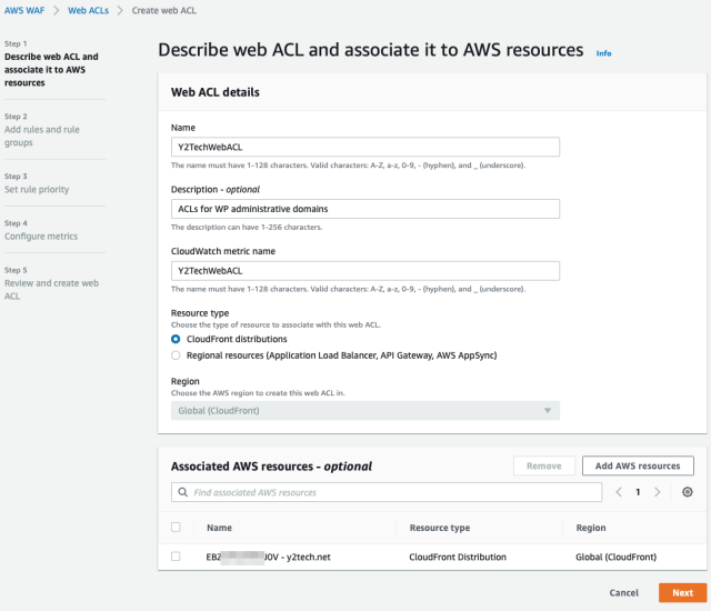 Create WebACL - step1