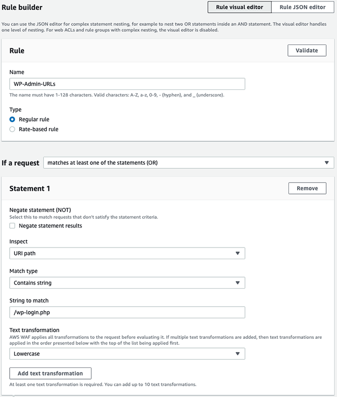 WebACL Rule2 - step1