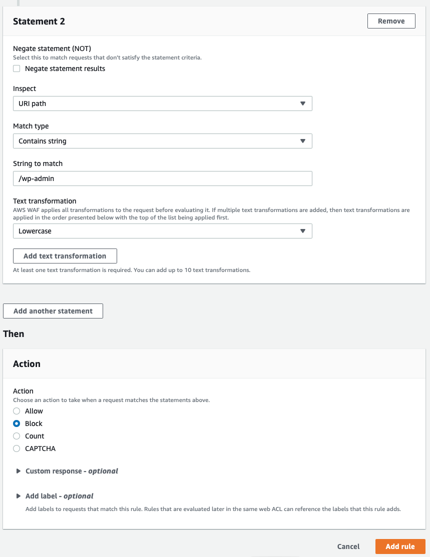 WebACL Rule2 - step2