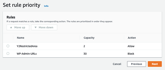 WebACL Rule Priority