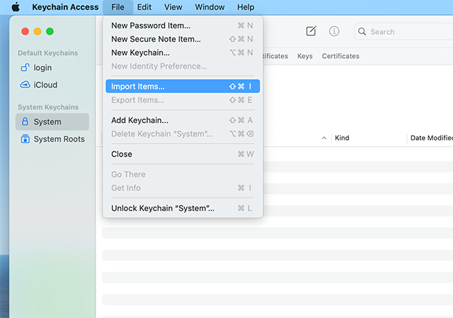 Import the CA Cert File