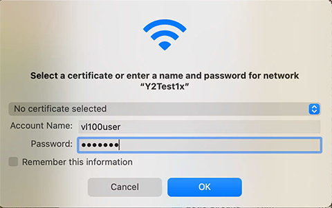 Login with VL100 account