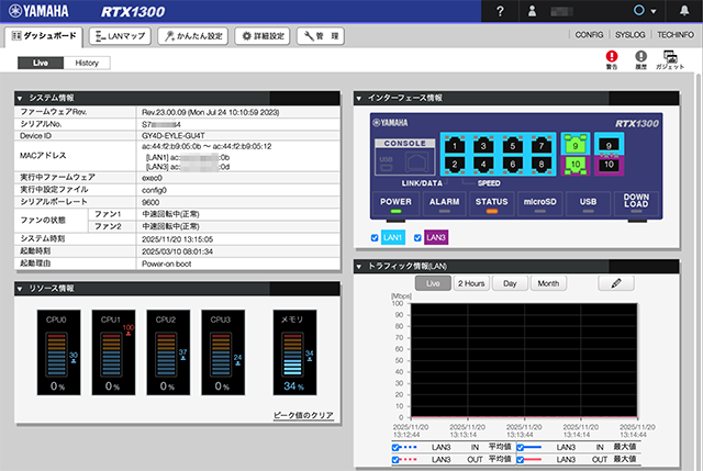 RTX1300 Dashboard