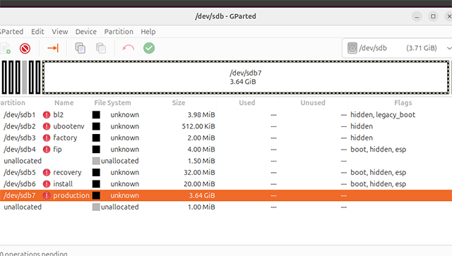 Expanded  root partition 