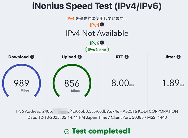 IPv4/IPv6 Spped Test