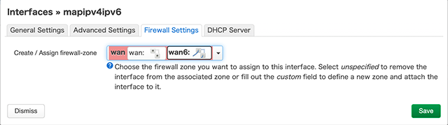 MAP-E Interface FW Settings
