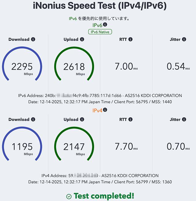 Speed Test Data