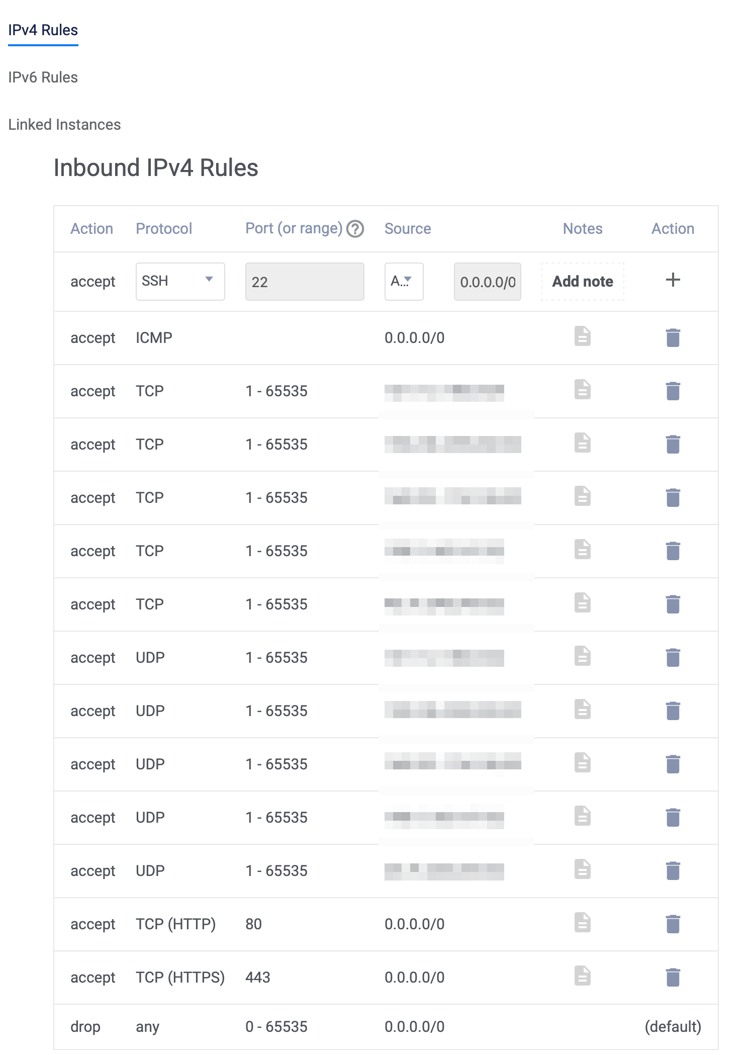 Vultr Console IPv4 FW Group