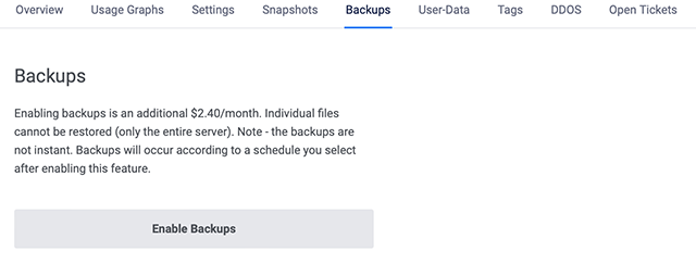 Vultr Instance Backup Option